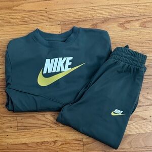 Nike Kids' Green Joggers with Gold Logo